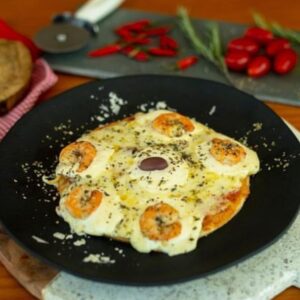 Pizza de camarão e requeijão zero lactose